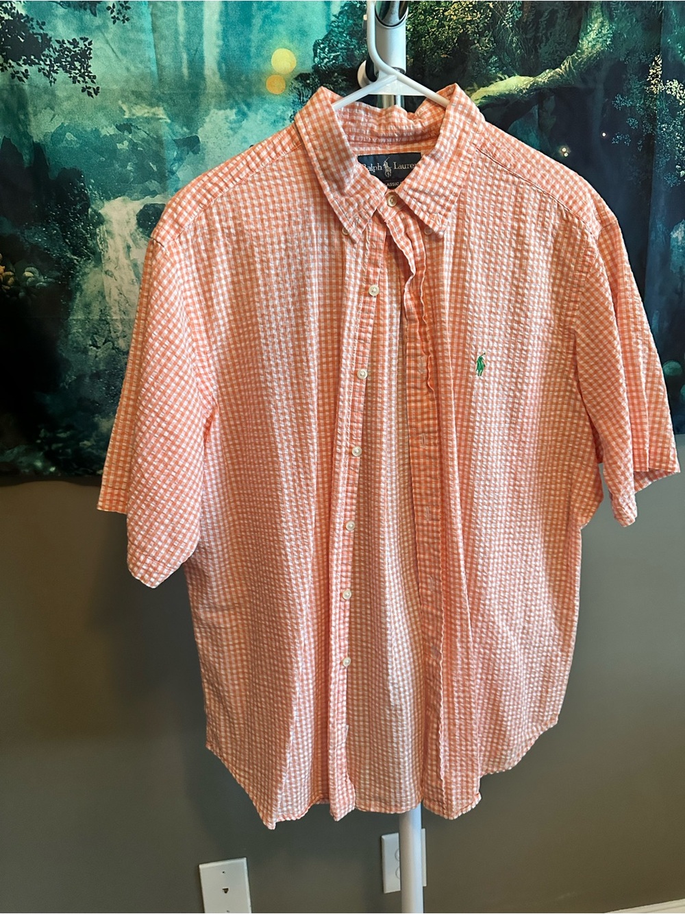 Ralph Lauren Pink and White Short-Sleeve Button-Down Shirt